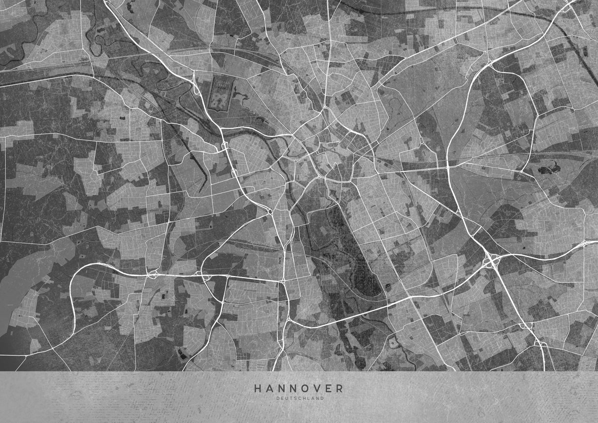 Gray vintage map of Hannover Germany Poster och Canvastavla