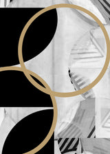 Black and White Stripes Gold Spheres No1 Poster och Canvastavla