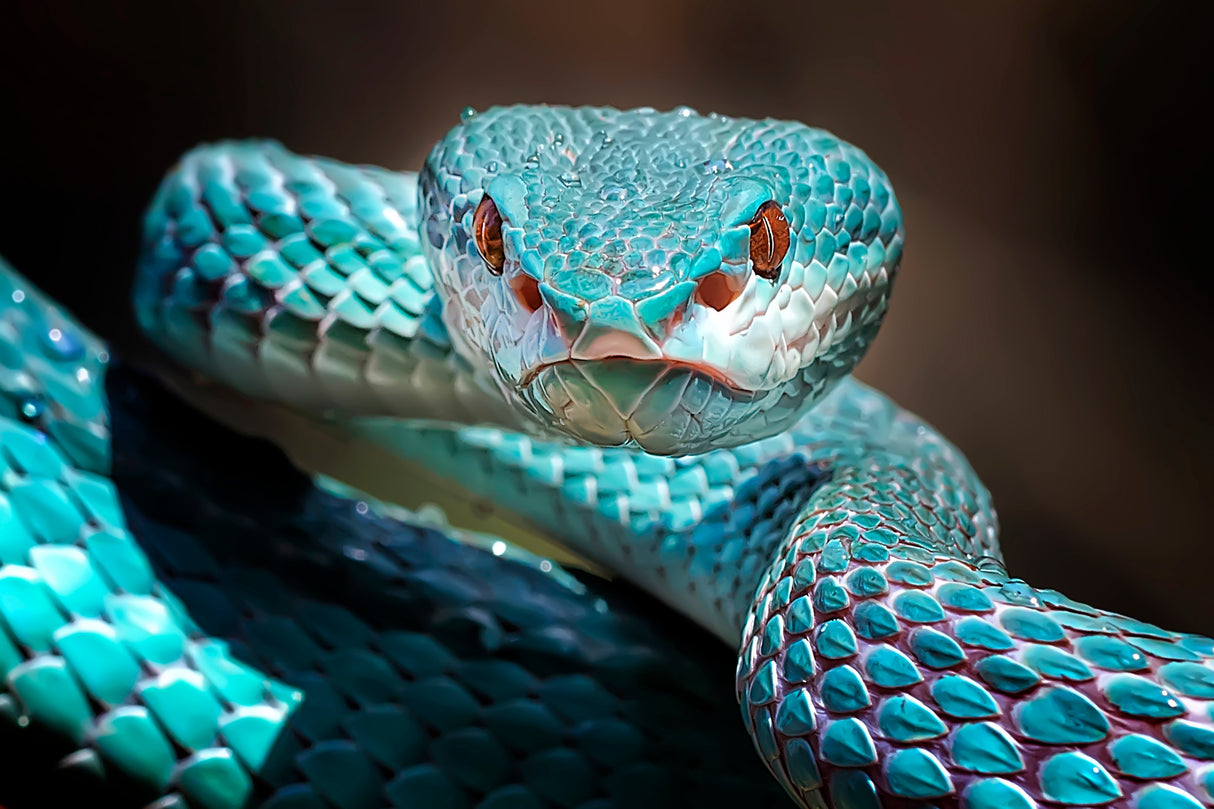 Sharp Look of Blue Insularis Viper Snake Poster och Canvastavla