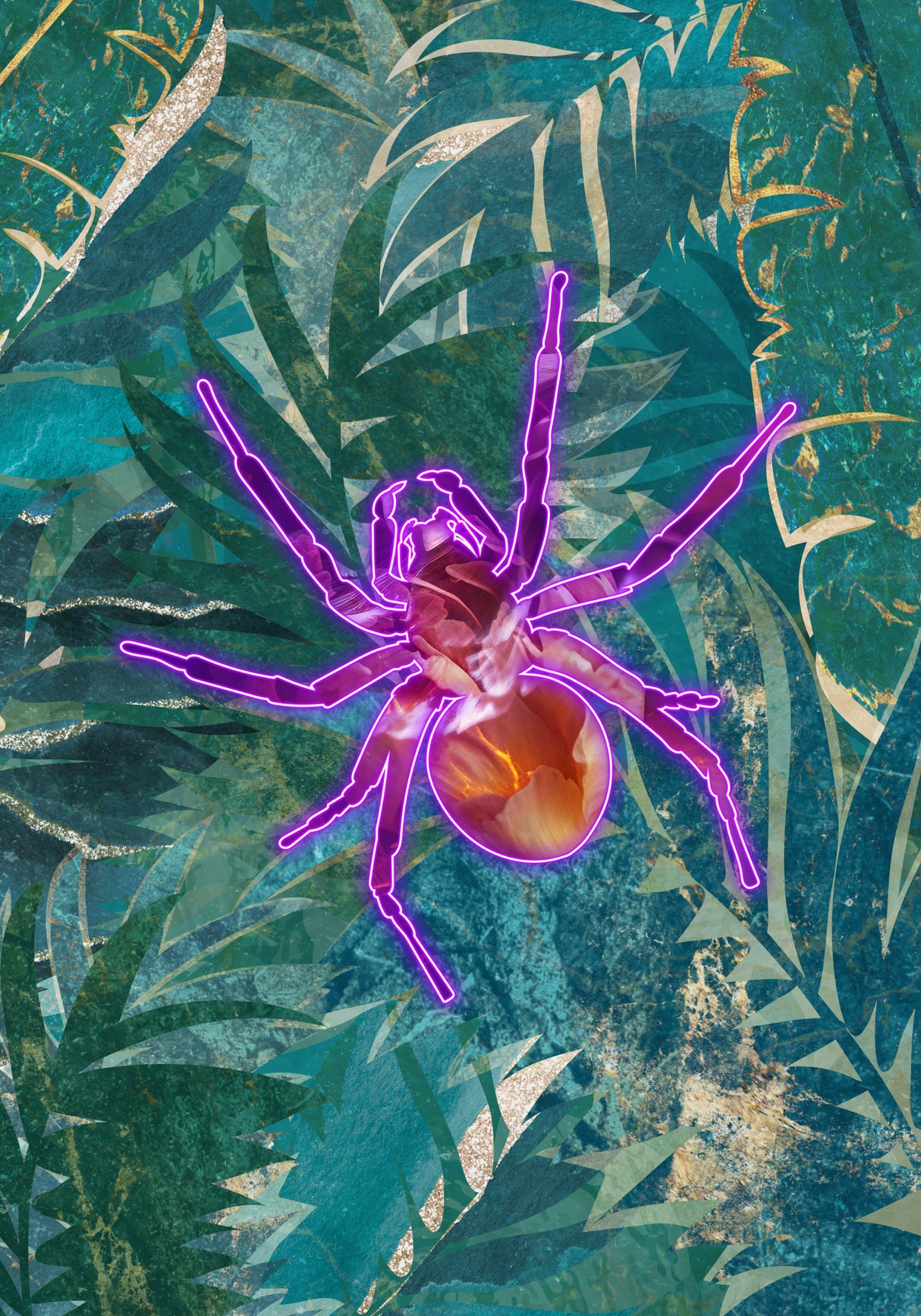 Neon Spider in the jungle Poster och Canvastavla