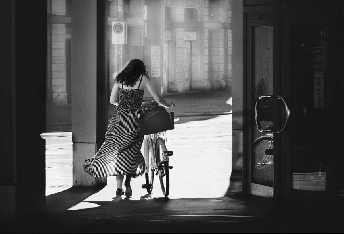Woman with the bicycle Poster och Canvastavla