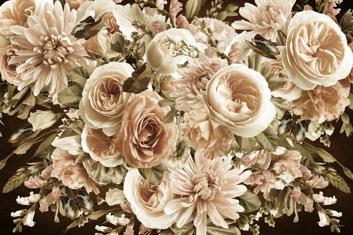Morning Blooms Sepia Poster och Canvastavla