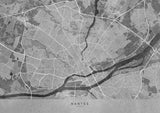 Gray vintage map of Nantes France Poster och Canvastavla
