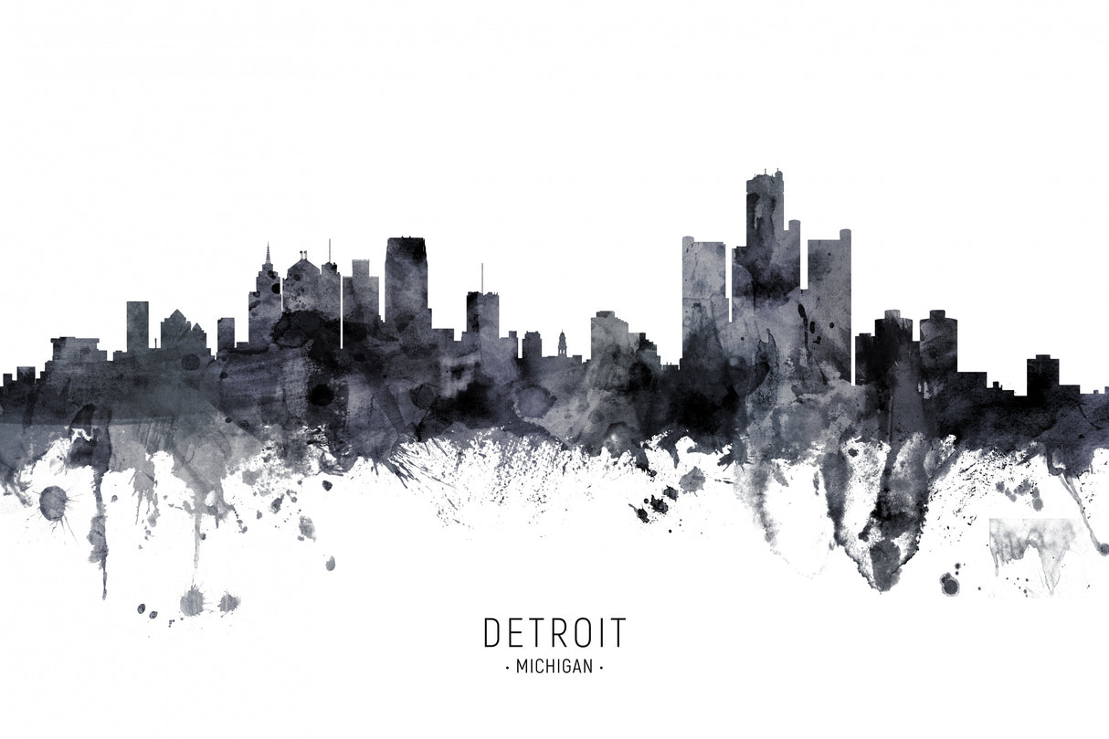 Detroit Michigan Skyline Poster och Canvastavla