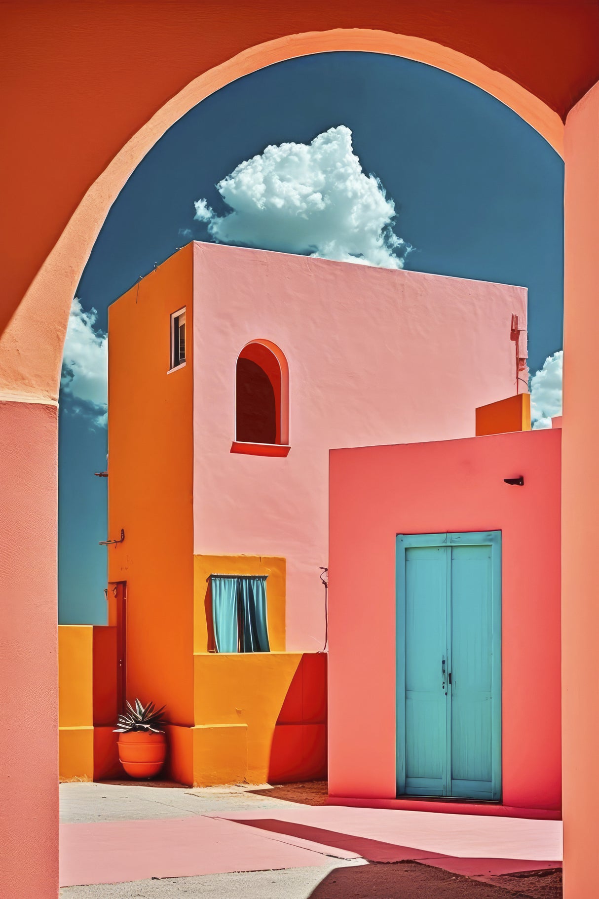 The Pink Village Poster och Canvastavla