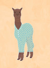 Llama In Pjs Banana Orange Poster och Canvastavla