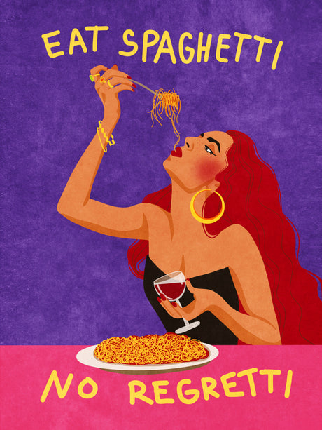 Eat spaghetti no regretti Poster Kitchen poster eller kökstavla