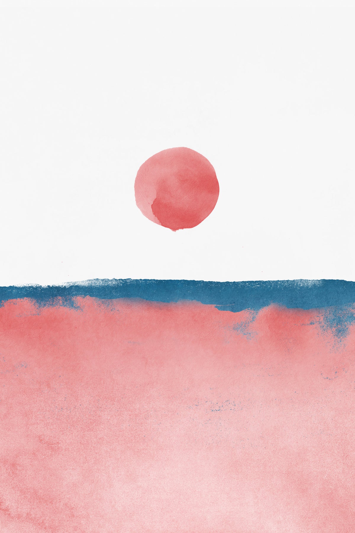 Minimal Landscape Pink and Navy Blue 02 Poster och Canvastavla