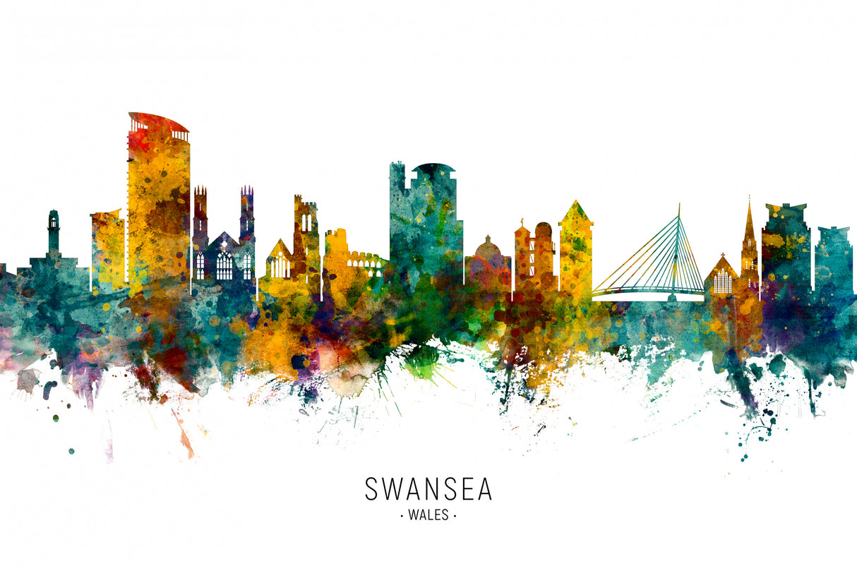 Swansea Wales Skyline Poster och Canvastavla