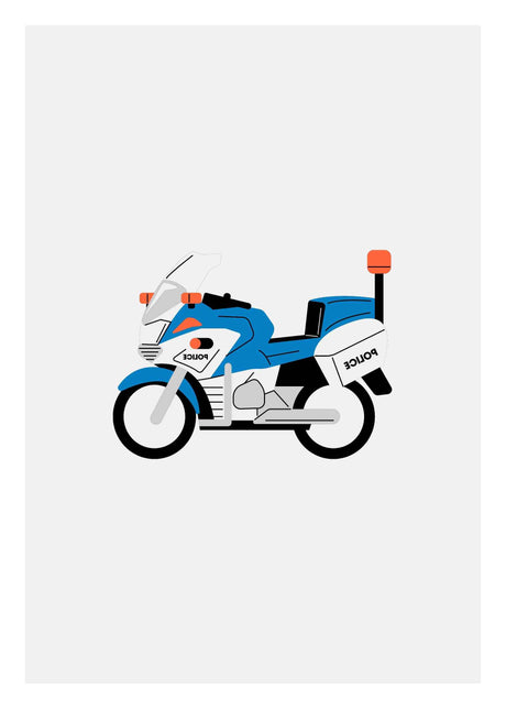 Polismotorcykel barnposter 2 Barnbarnposter utryckningsfordon