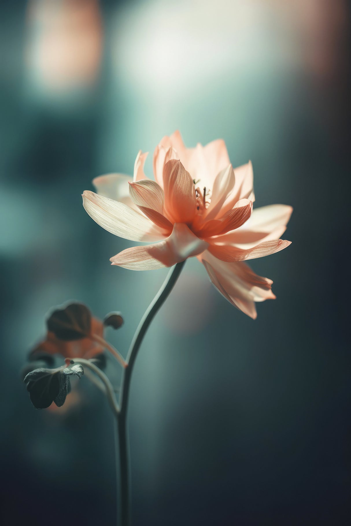 Coral Flowers At Night Poster och Canvastavla