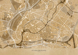 Sepia vintage map of Strasbourg downtown France Poster och Canvastavla