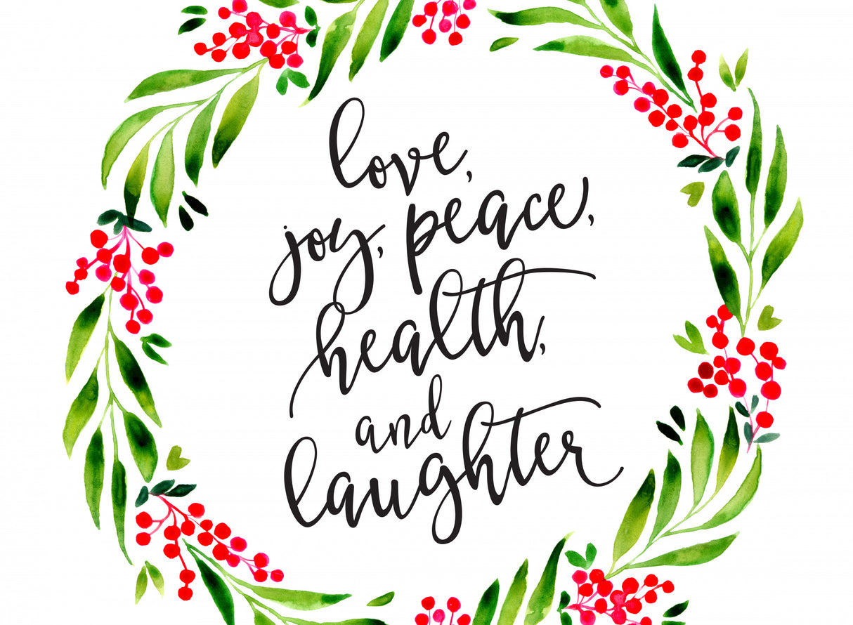 Watercolor wreath with holiday wishes Poster och Canvastavla