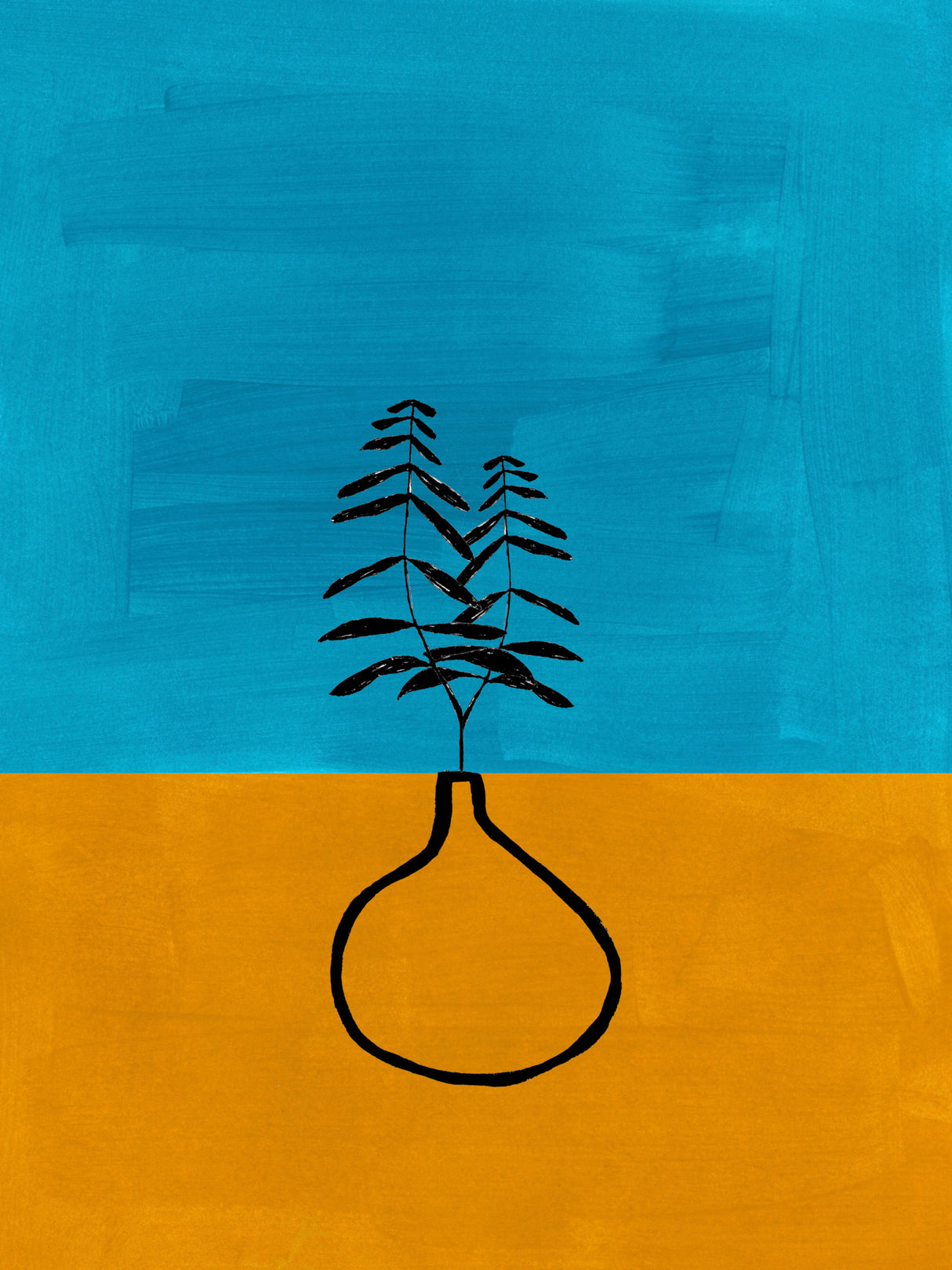 Teal Gold Vase Poster och Canvastavla