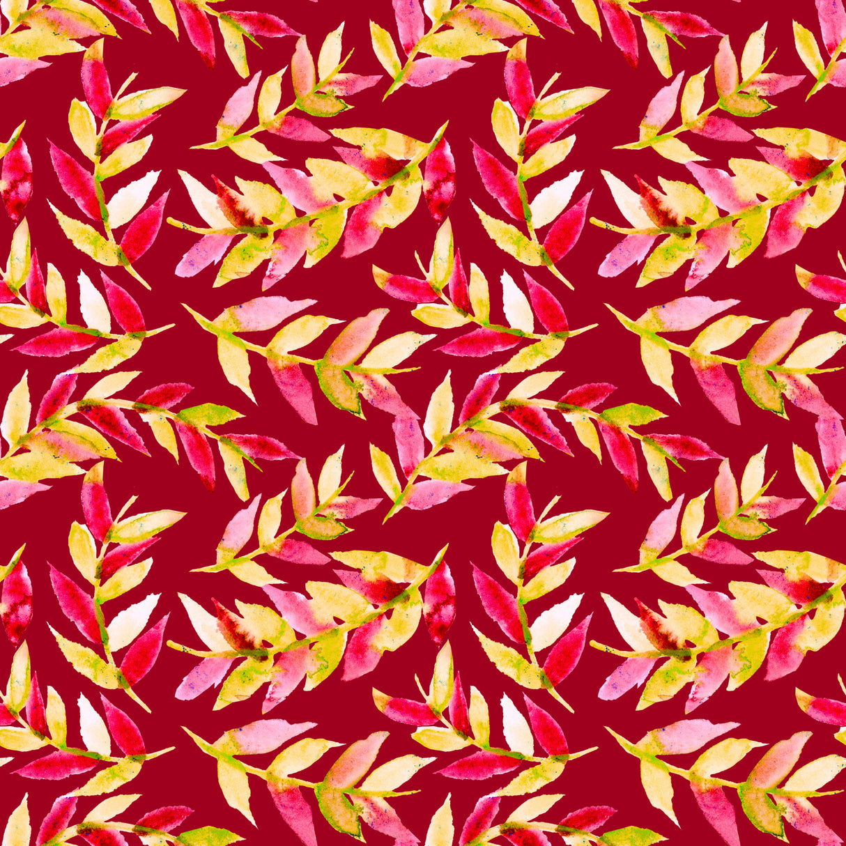 Yellow Red On Red Leaves Curved Poster och Canvastavla