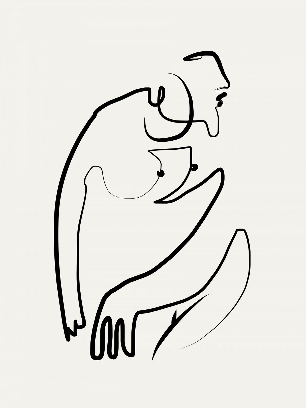 Madame Portrait Line Art Poster och Canvastavla
