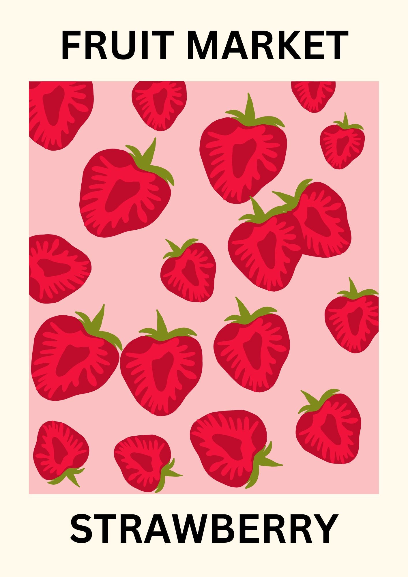 Fruit market strawberry poster yellow poster