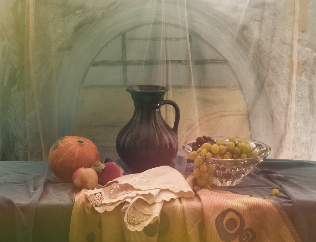 Still Life with Grapes  and Pumpkin Poster och Canvastavla