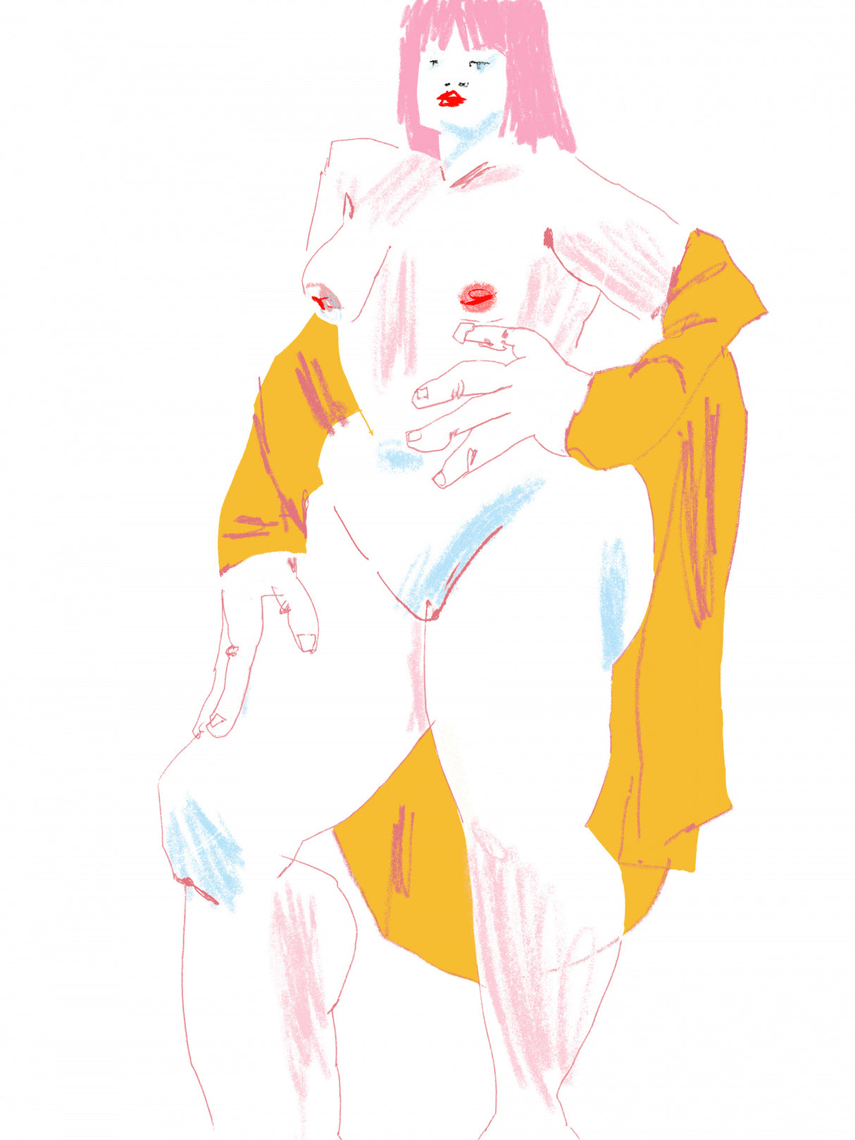 White And Yellow Nude Poster och Canvastavla