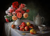 Still life with a bouquet and fruits Poster och Canvastavla