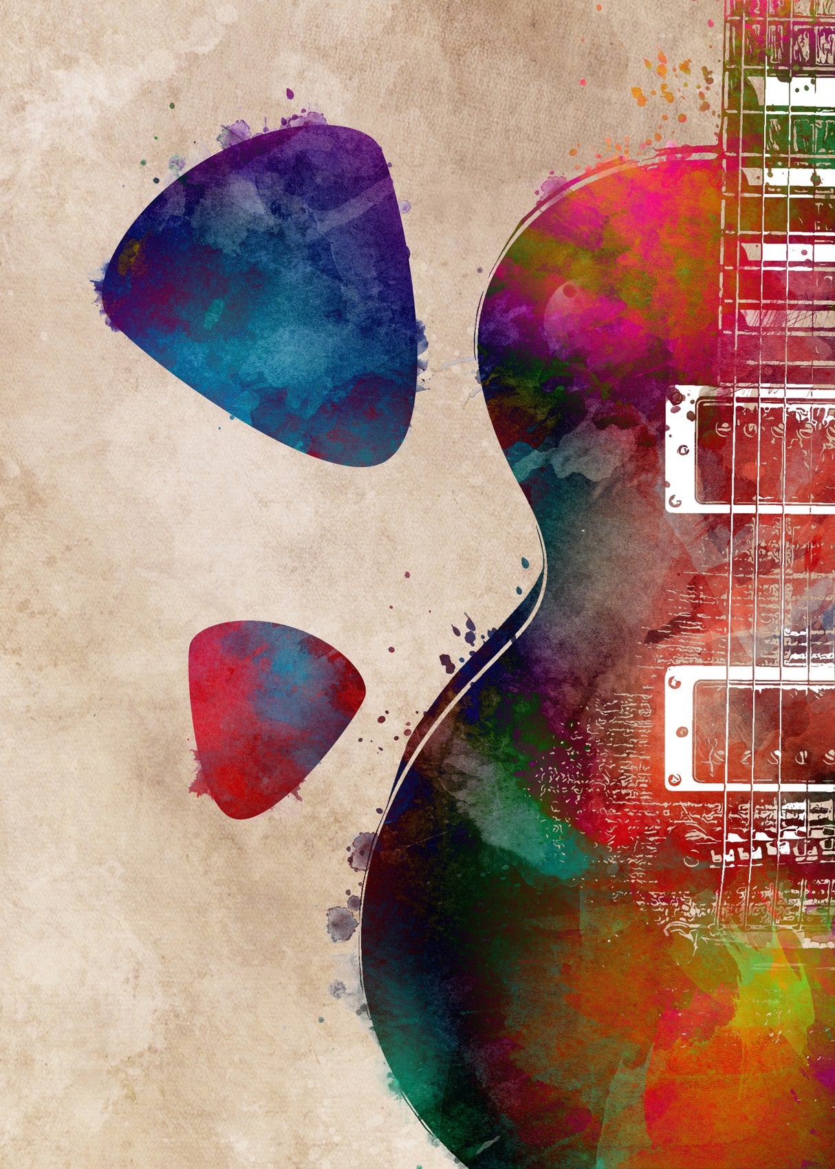 Guitar music art 13 Poster och Canvastavla