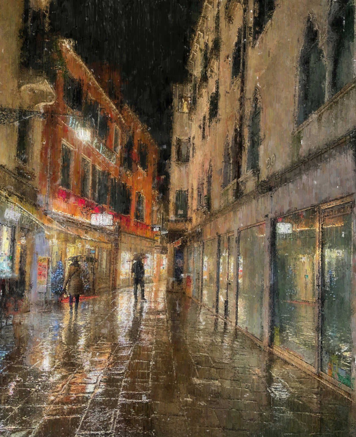 A Rainy Night in Venice Poster och Canvastavla