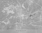Map of Winston Salem (NC, USA) in gray vintage style Poster och Canvastavla