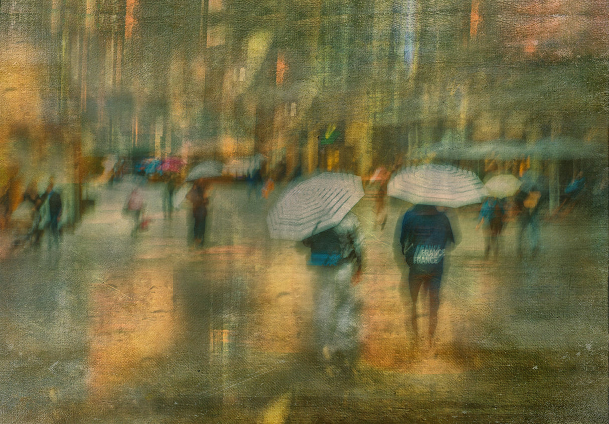 two blue and white umbrellas Poster och Canvastavla