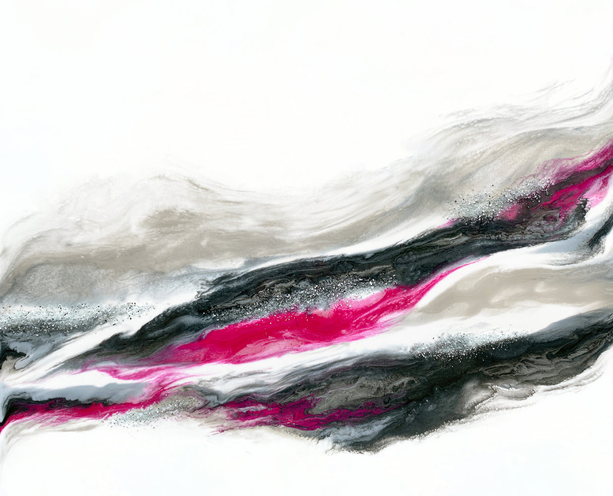 Fuschia and Silver Wave Poster och Canvastavla