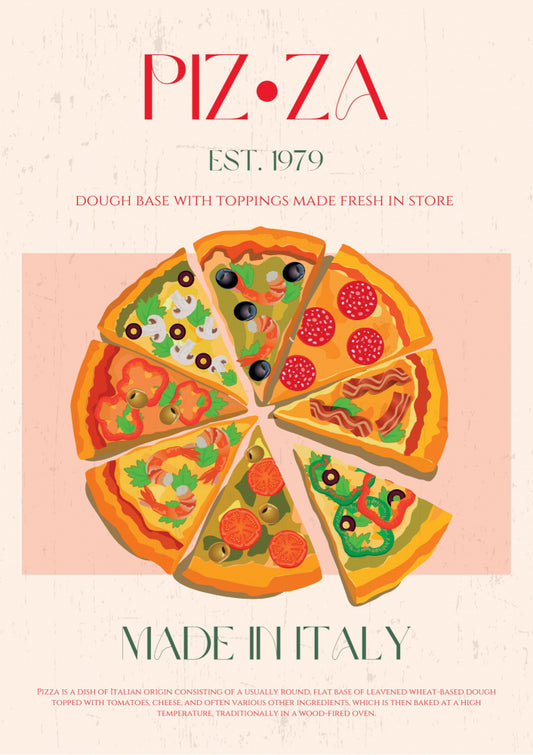Pizza Poster Kitchen poster eller kökstavla