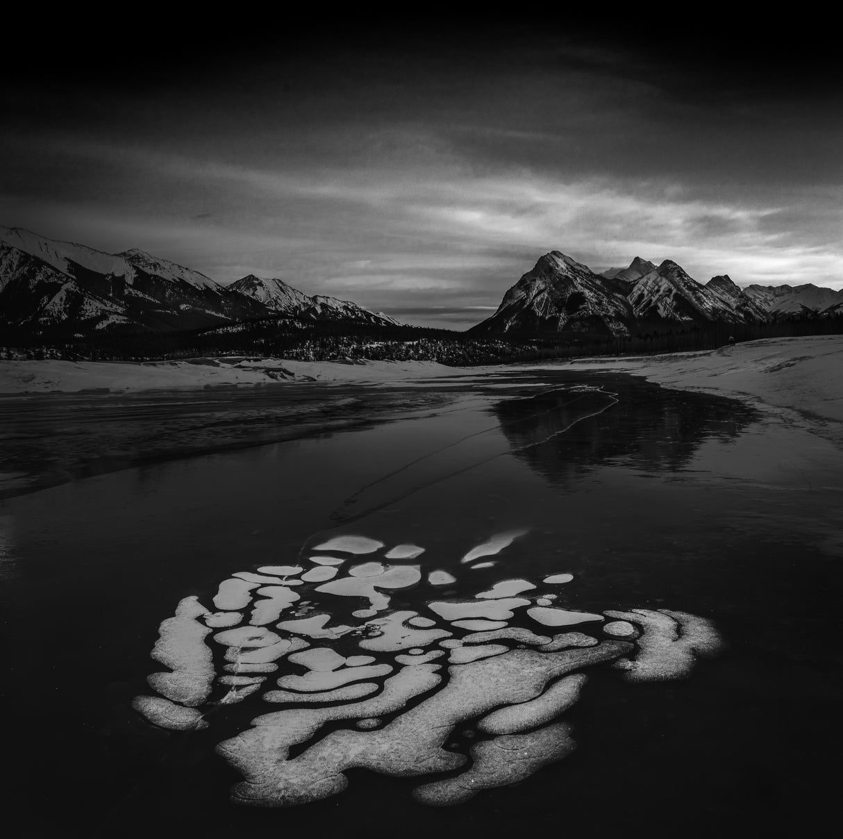 The last ice bubbles in the late winter Poster och Canvastavla
