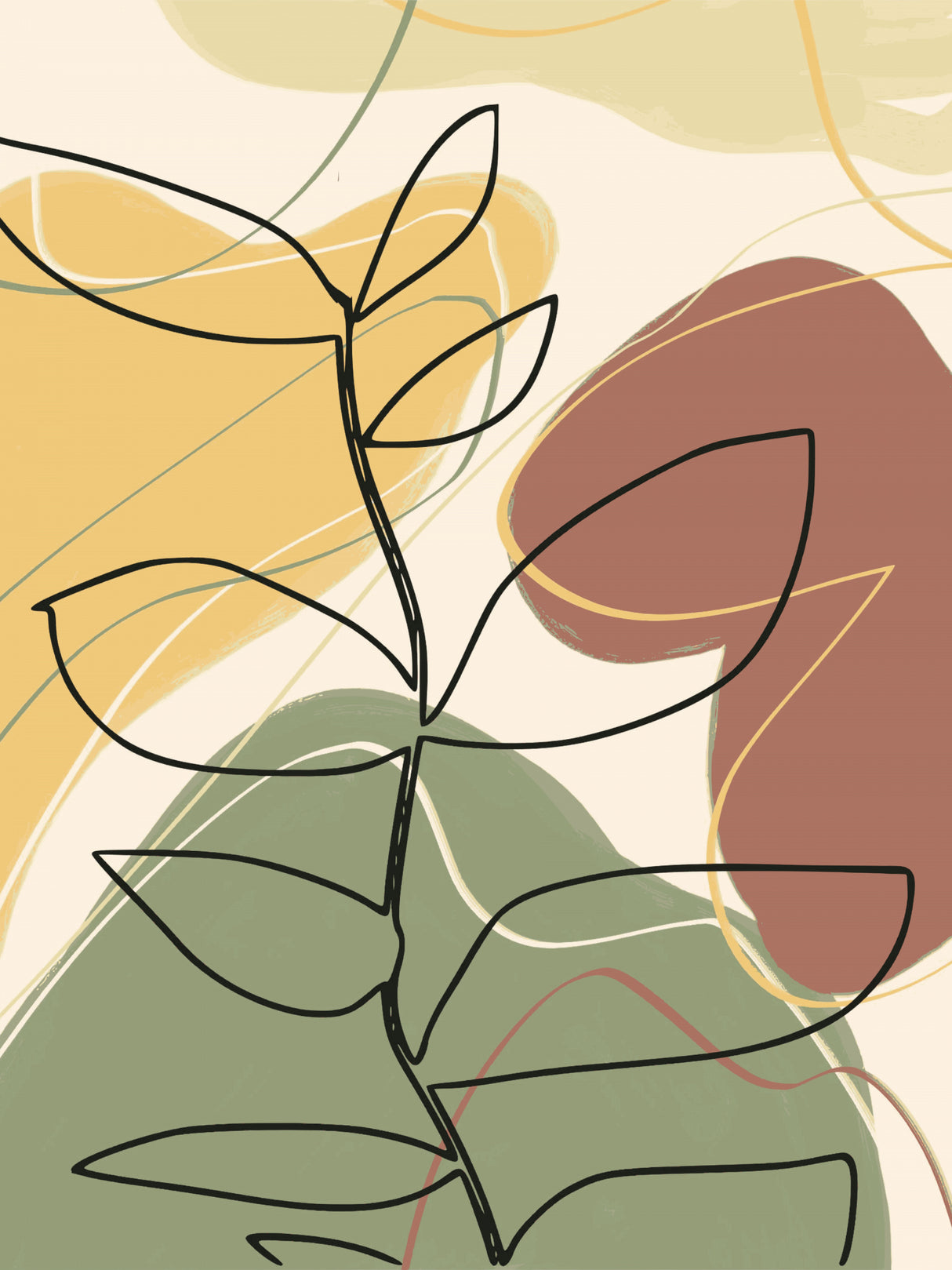 Abstract Foliage Line Art Poster och Canvastavla