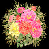 Colorful Nanette bouquet in black Poster och Canvastavla
