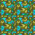 Floral Duo Cutouts Olive Blue On Green Poster och Canvastavla