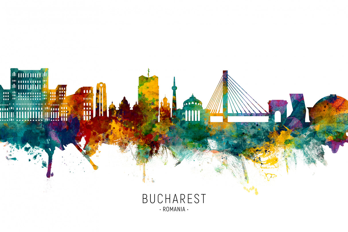 Bucharest Romania Skyline Poster och Canvastavla