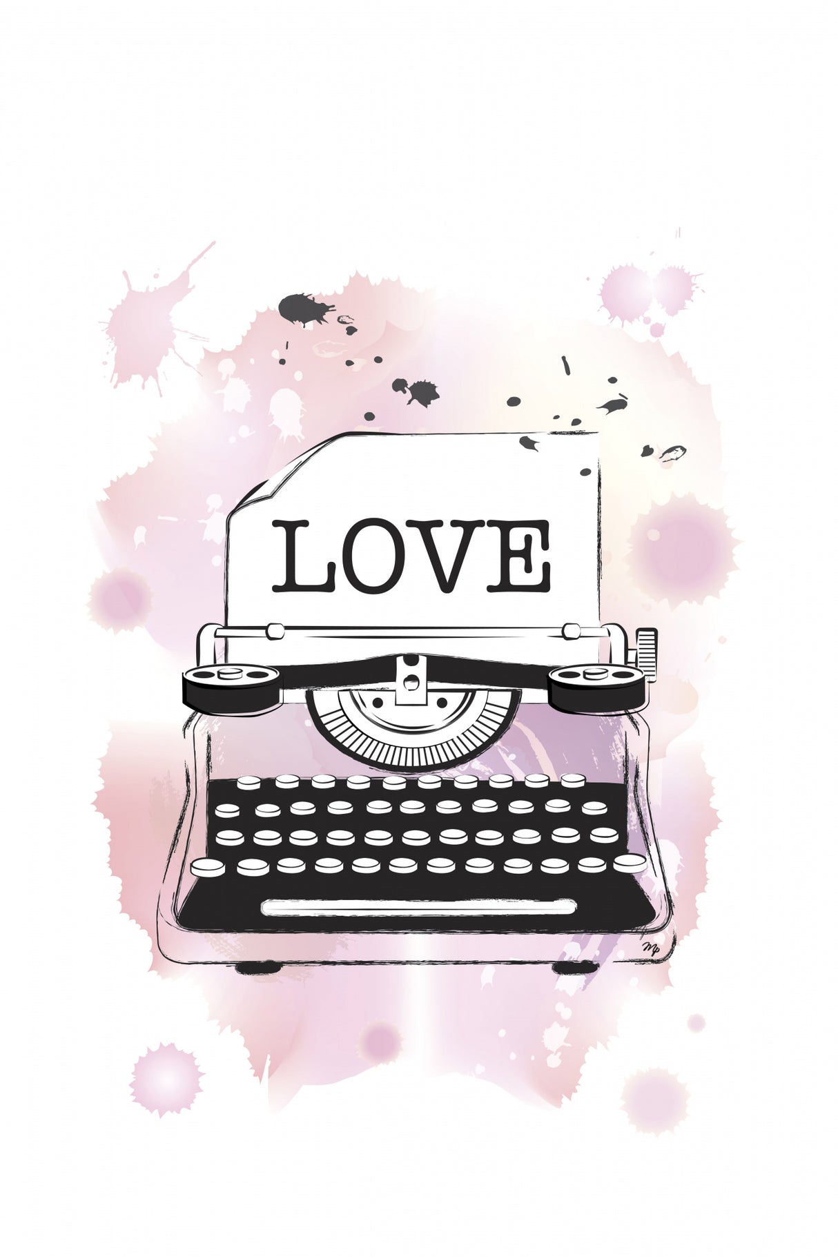 Love Typewriter Poster och Canvastavla