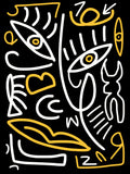 Line Art In White and Yellow Poster och Canvastavla