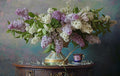 Still life with lilac flowers Poster och Canvastavla