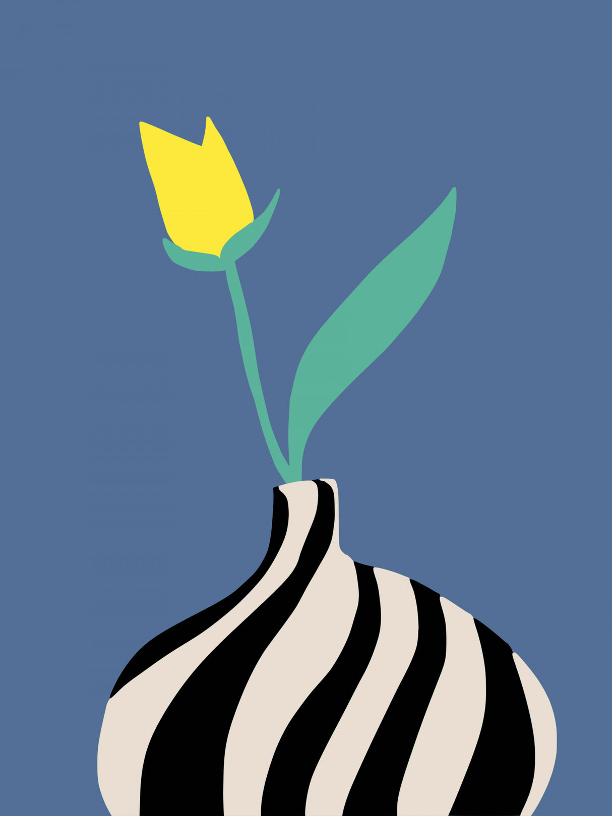 Black and White Striped Vase Poster och Canvastavla