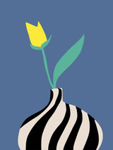 Black and White Striped Vase Poster och Canvastavla