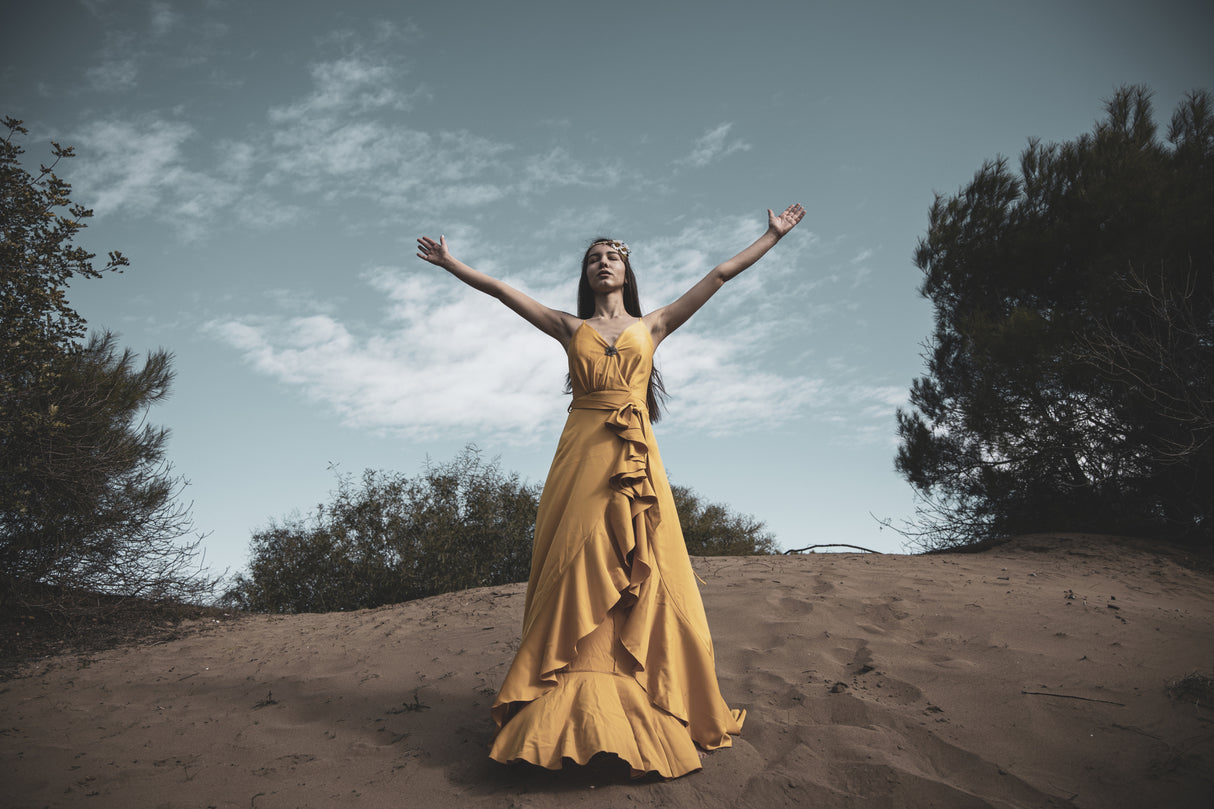woman in yellow dress Poster och Canvastavla