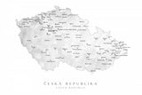 Gray watercolor map of the Czech Republic Poster och Canvastavla