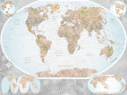Classic world map in watercolor, Therese Poster och Canvastavla
