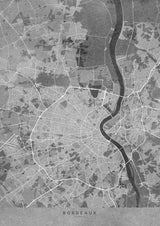 Gray vintage map of Bordeaux France Poster och Canvastavla