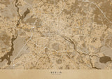Sepia vintage map of Berlin in Germany Poster och Canvastavla