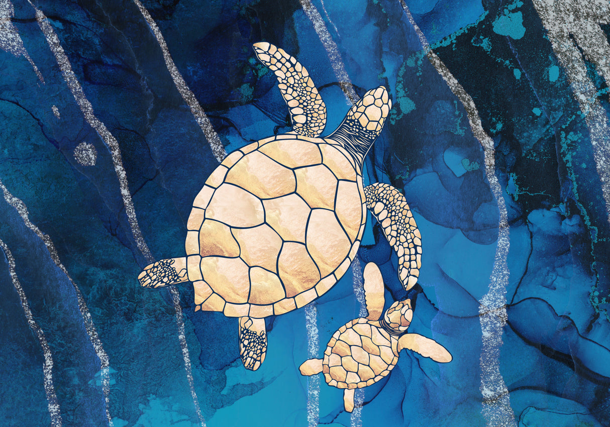 Landscape gold turtles ripples Poster och Canvastavla