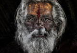 Sadhu expelling the smoke through the nose - Prayagraj - India Poster och Canvastavla