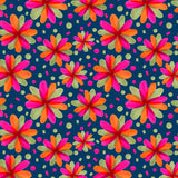 Floral Botanicals Magenta Green On Blue Poster och Canvastavla