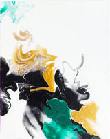 Green and Gold Ribbons 1 Poster och Canvastavla