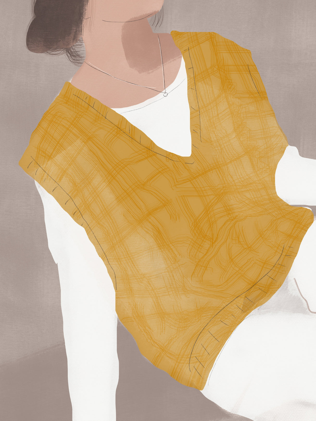 White and Ochre Figurative Poster och Canvastavla